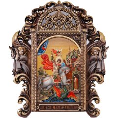 Большая художественная икона «Георгий Победоносец» в подарок военному