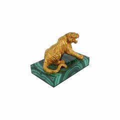 Позолоченная фигурка «Тигр» на малахите — как символ 2022 года и новогодний сувенир