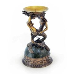 Бронзовый подсвечник «Рыбы» на камне для интерьера дома