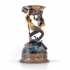 Бронзовый подсвечник «Рыбы» на камне для интерьера дома