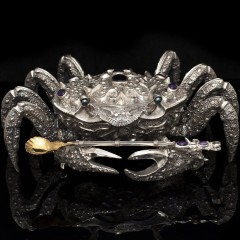Икорница металлическая «Краб» с позолоченной ложкой в подарочном футляре