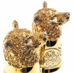 Позолоченные стопки перевёртыши «Медведь» (2 шт) в подарочном футляре