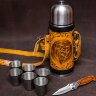 Походный термос «Грибник» обтянутый кожей с ножом и стопками