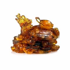 Фигурка из натурального янтаря «Черепаха дракон» в подарок к новому 2024 году