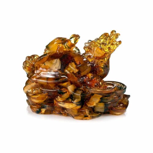 Фигурка из натурального янтаря «Черепаха дракон» в подарок к новому 2024 году