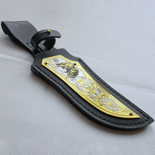 Сувенирный нож «Волк» с позолоченным клинком