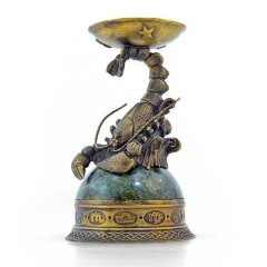 Бронзовый подсвечник «Рак» на камне для интерьера дома