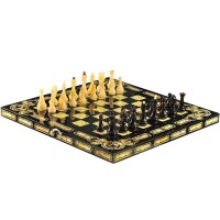 Подарочные шахматы «Арабески марин» из морёного дуба и янтаря