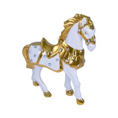 Белая керамическая статуэтка «Цирковая лошадка Пони» с позолоченной росписью
