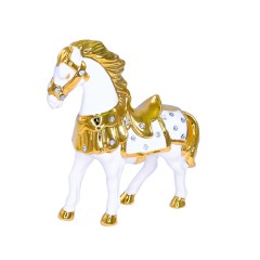 Белая керамическая статуэтка «Цирковая лошадка Пони» с позолоченной росписью