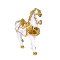 Белая керамическая статуэтка «Цирковая лошадка Пони» с позолоченной росписью