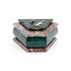 Сувенирная шкатулка из змеевика «Ящерица» для украшений