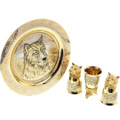 Декоративная тарелка «Волк» с тремя стопками перевертышами