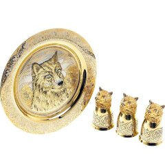 Декоративная тарелка «Волк» с тремя стопками перевертышами