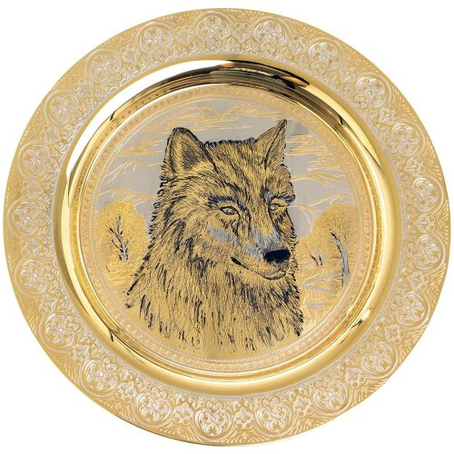 Декоративная тарелка «Волк» с тремя стопками перевертышами