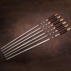 Подарочные шампуры «Мушкетёры» в кожаном чехле