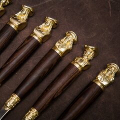 Подарочные шампуры «Мушкетёры» в кожаном чехле