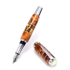 Хромированная перьевая ручка «Style» из капа берёзы