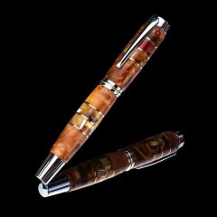 Хромированная перьевая ручка «Style» из капа берёзы