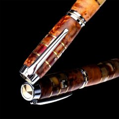 Хромированная перьевая ручка «Style» из капа берёзы