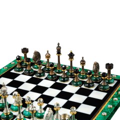 Малахитовые шахматы «MALACHITE» из натурального камня — VIP подарок