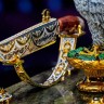 Интерьерная композиция «Охотничий сокол» — украшенный нож на подставке из натурального нефрита