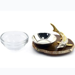 Икорница малая на агате «Стерлядка» станет отличным подарком для любимого человека