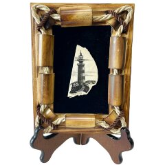 Авторская картина «Маяк» на бивне мамонта в деревянном багете