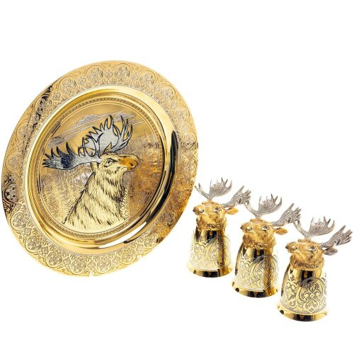Декоративная тарелка «Лось» с тремя стопками перевертышами