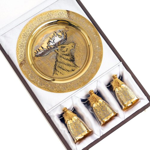 Декоративная тарелка «Лось» с тремя стопками перевертышами