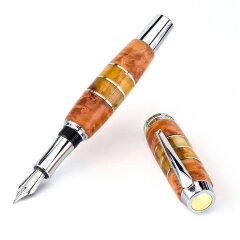 Подарочная перьевая ручка «Richard» из капа берёзы и янтаря