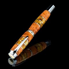 Подарочная перьевая ручка «Richard» из капа берёзы и янтаря