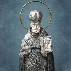Бронзовая статуэтка «Никола Зимний» с серебрением в подарок христианину
