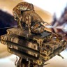 Интерьерная композиция «Схватка» — украшенный нож на подставке из натуральной яшмы