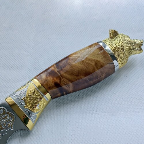 Подарочный нож «Волк» с украшенной рукоятью