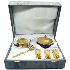 Водочный набор с икорницей «Два осетра» и тремя стопками в подарок мужу