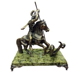 Сувенирная статуэтка из бронзы «Георгий Победоносец» на камне