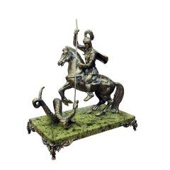 Сувенирная статуэтка из бронзы «Георгий Победоносец» на камне