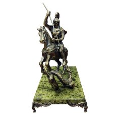 Сувенирная статуэтка из бронзы «Георгий Победоносец» на камне