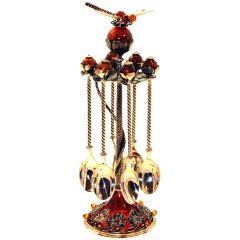 Набор серебряных ложек «Стрекоза» с янтарём