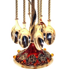 Набор столовых ложек «Стрекоза» на янтарной подставке с инкрустацией кристаллами Swarovski