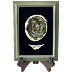 Оригинальная картина ручной работы «Сибирский тигр» на бивне мамонта