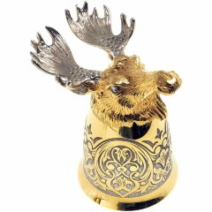 Позолоченная стопка перевёртыш «Лось» в подарочном футляре