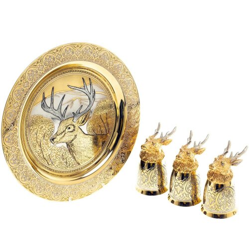 Декоративная тарелка «Олень» с тремя стопками перевертышами