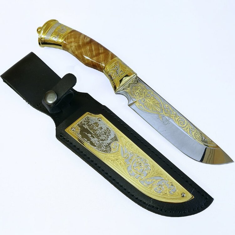 Сувенирный нож «Урал» с позолоченным клинком