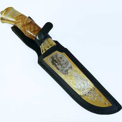 Сувенирный нож «Урал» с позолоченным клинком