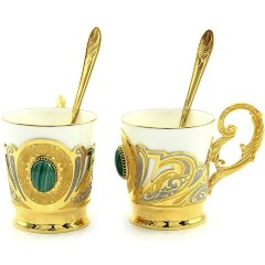 Подарочный кофейный набор «Малахитовый» на подносе