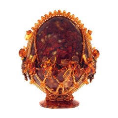 Пасхальное яйцо из янтаря «Корзинка радость»