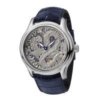 Серебряные мужские часы «DRAGON» (скелетон)
