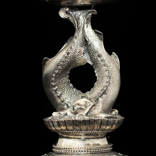 Серебряная икорница «Галиотис» из морской раковины с фрегатом